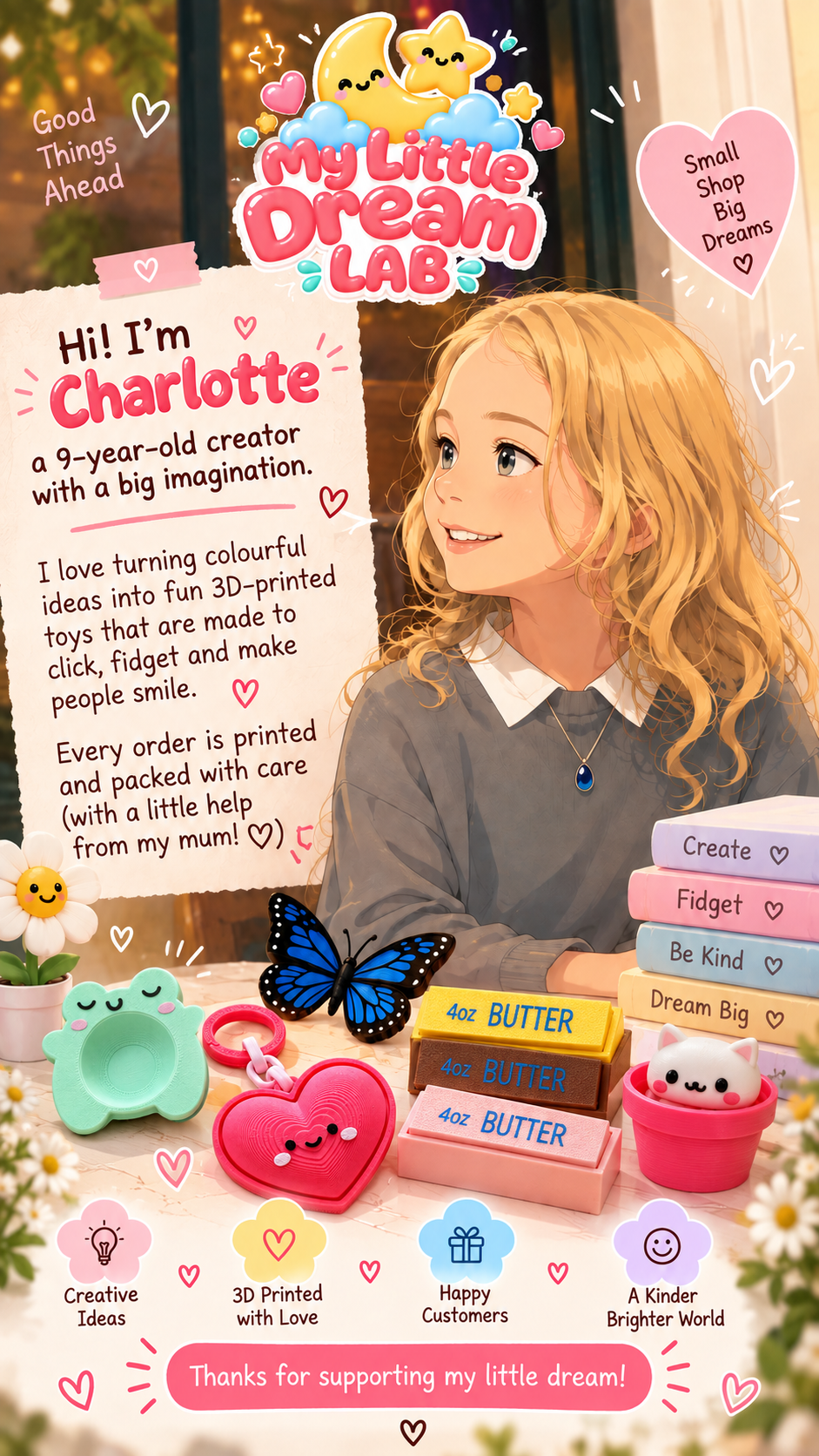 Charlotte, the young creator of My Little Dream Lab